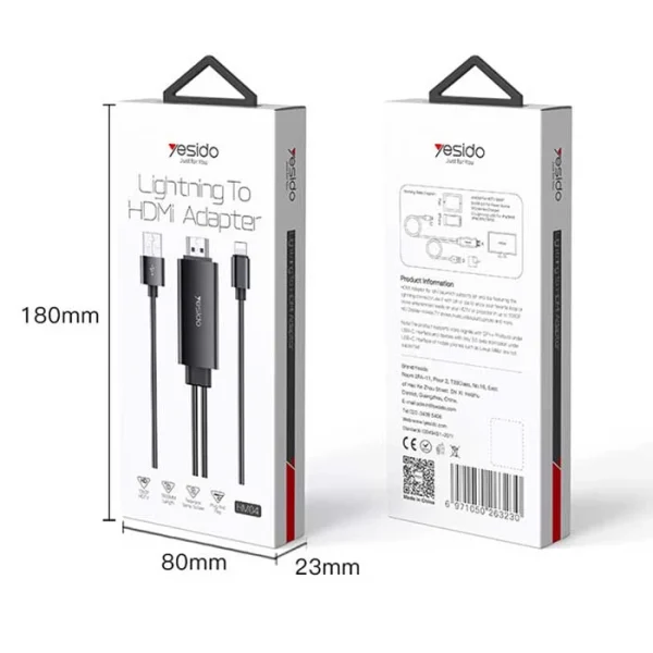 کابل تبدیل لایتنینگ به HDMI/ usb یسیدو مدل HM04 طول 1.8 متر